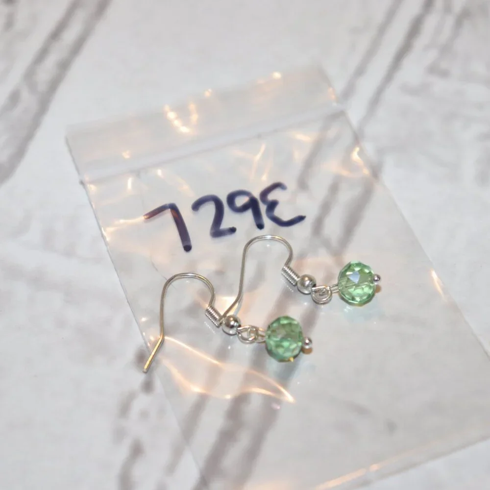 NWOT Silver and green Crystal dangle earrings 1